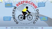 Plakat z wizerunkiem rowerzysty i napisem JEDNOŚLADEM BEZPIECZNIE DO CELU