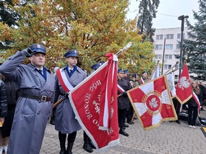 Policjanci podczas uroczystości obchodów Święta Niepodległości.