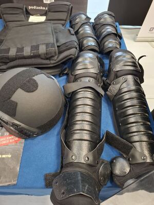 Policjanci prezentują młodzieży słuzbę w Policji.