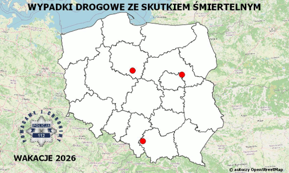 Mapa wypadków drogowych.