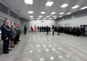 Policjanci podczas uroczystości z okazji święta policji.