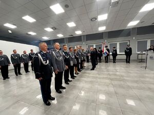 Policjanci podczas uroczystości z okazji święta policji.