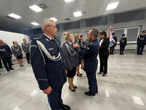 Policjanci podczas uroczystości z okazji święta policji.