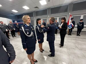 Policjanci podczas uroczystości z okazji święta policji.