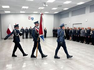 Policjanci podczas uroczystości z okazji święta policji.