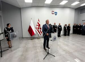 Policjanci podczas uroczystości z okazji święta policji.