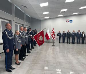 Policjanci podczas uroczystości z okazji święta policji.